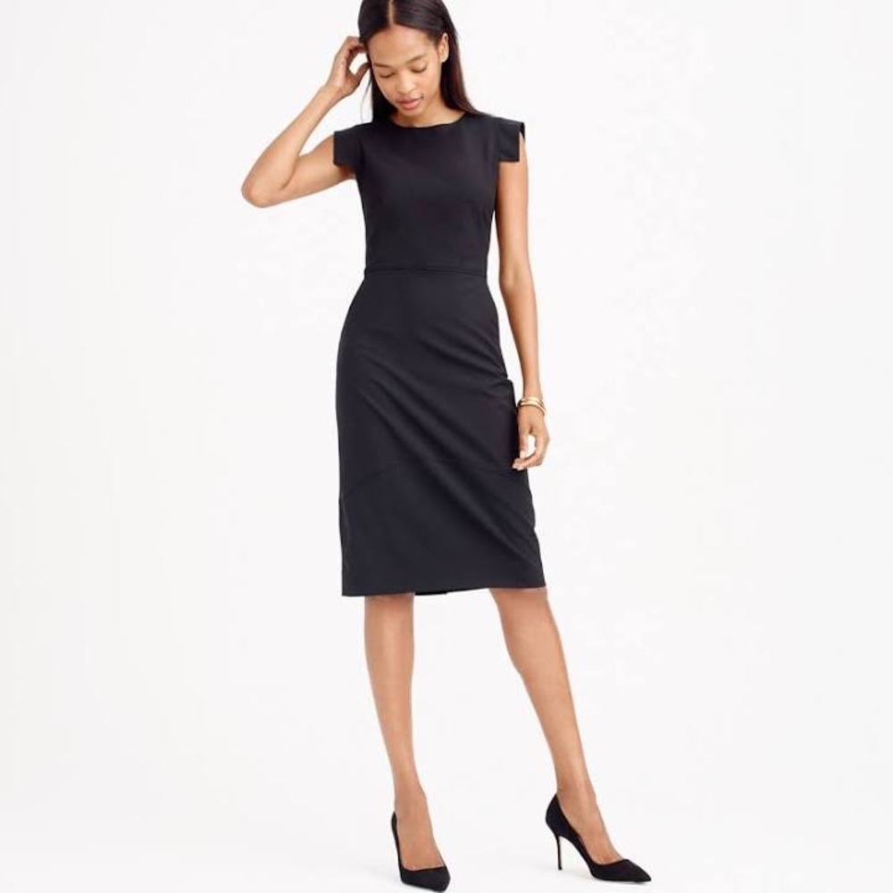 J.Crew Black Wool Blend Resume Sheath Dress LBD